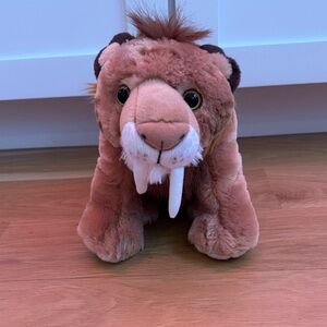 Plush Saber-Toothed Tiger Stuffed Animal - Brown